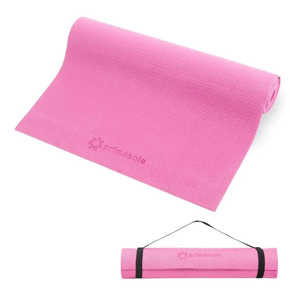 Primasole Yoga Mat 1/4 Thick w/ Carry Strap Pilates Fitness Workout Azalea Pink